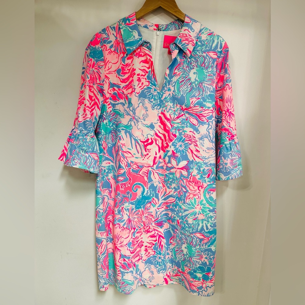 Lilly Pulitzer 3/4 Ruffle Sleeve Dress Size Medium